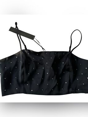 House of Harlow 1960 Black Rhinestone Crop Top Size M NWT